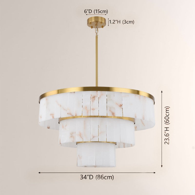 Modern Solmare Alabaster Round Chandelier 34"