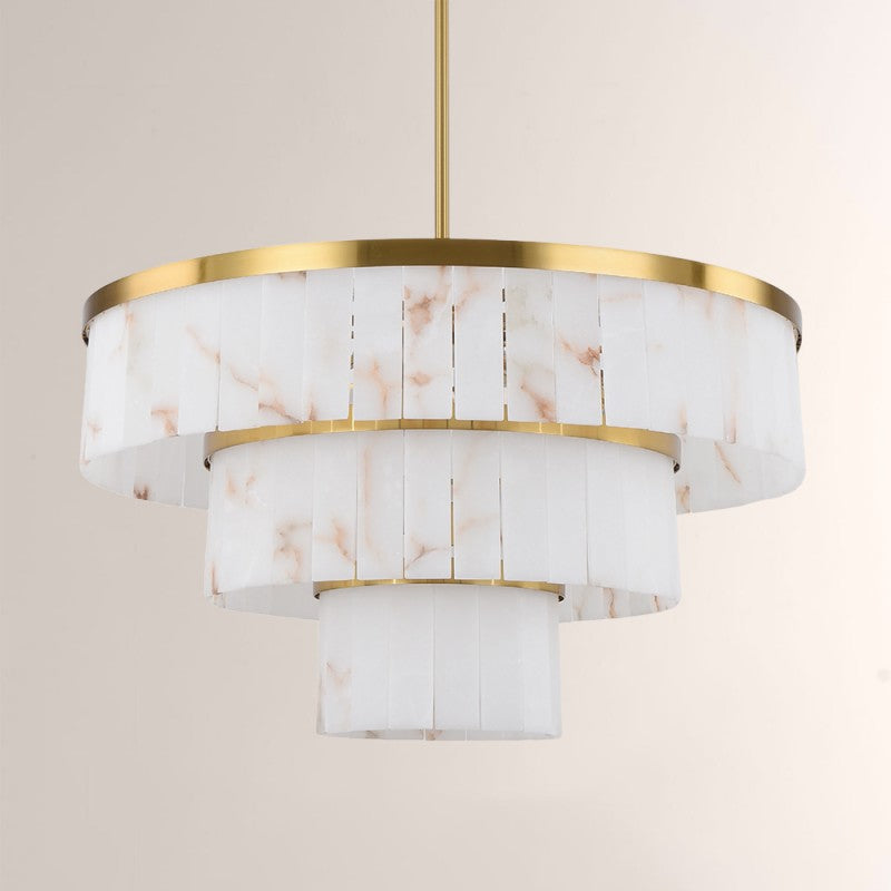 Modern Solmare Alabaster Round Chandelier 34"