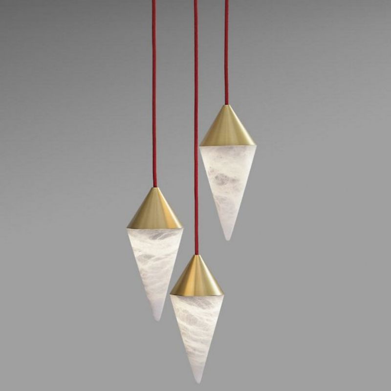 Modern Alabaster Cone Cluster Pendant