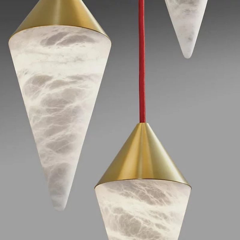 Modern Alabaster Cone Cluster Pendant