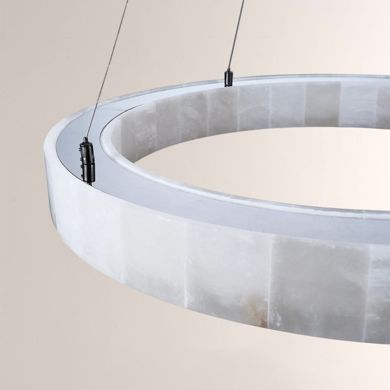 Modern Soluna Alabaster Round Chandelier 30"D