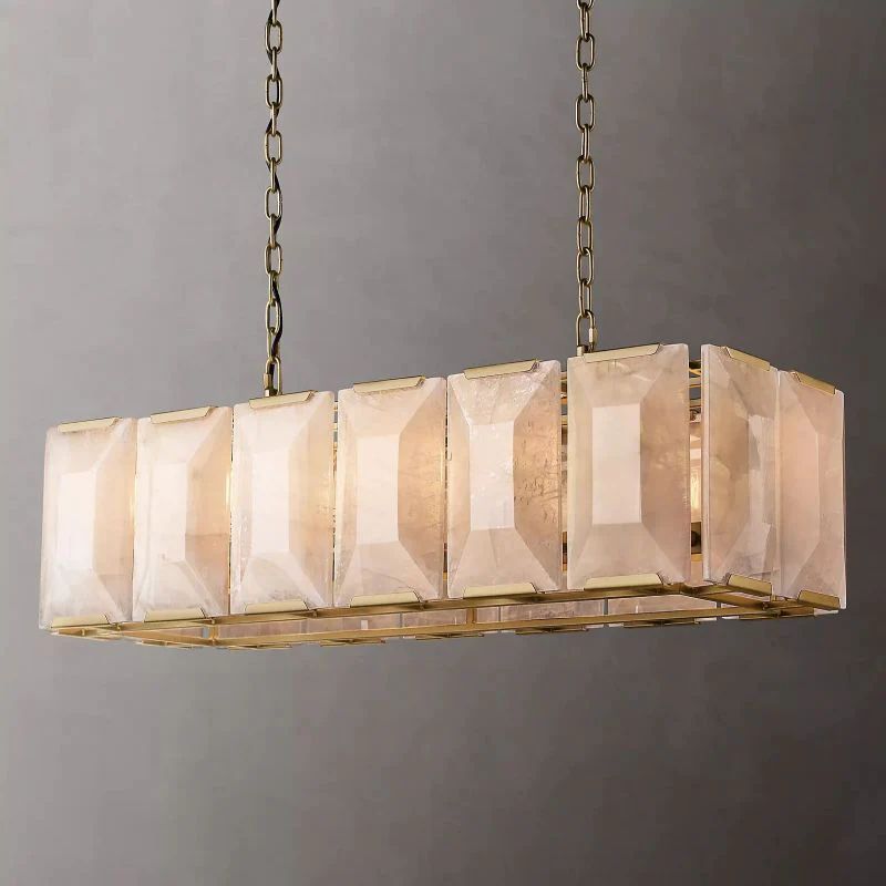 Paula Alabaster Rectangular Dining Room Chandelier 42"