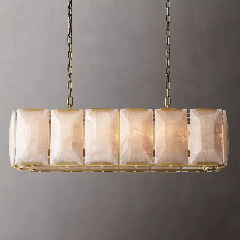 Paula Alabaster Rectangular Dining Room Chandelier 42"