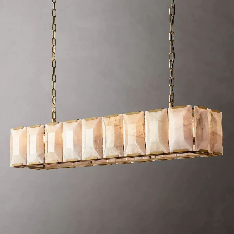 Paula Alabaster Rectangular  Dining Room Chandelier 62"