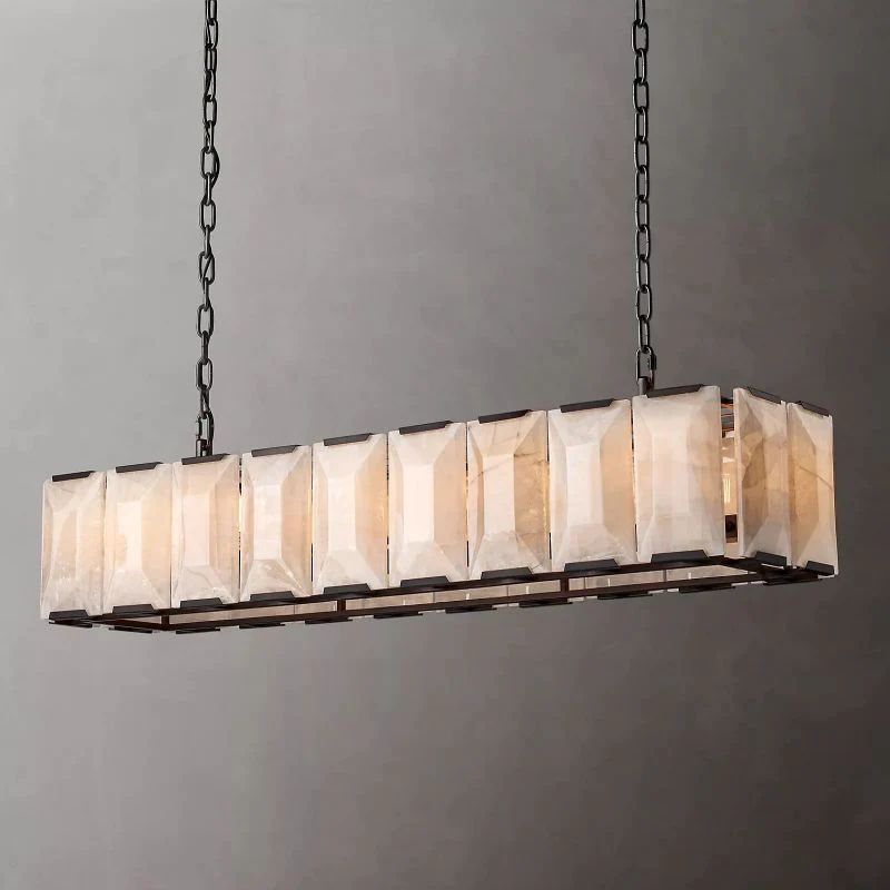 Paula Alabaster Rectangular  Dining Room Chandelier 62"