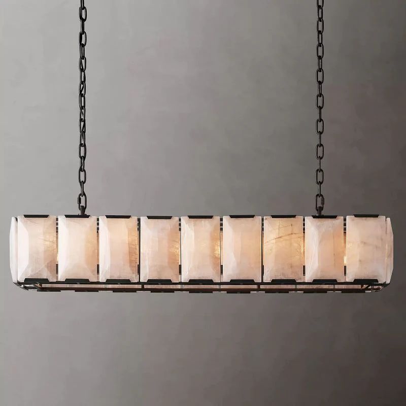 Paula Alabaster Rectangular  Dining Room Chandelier 62"