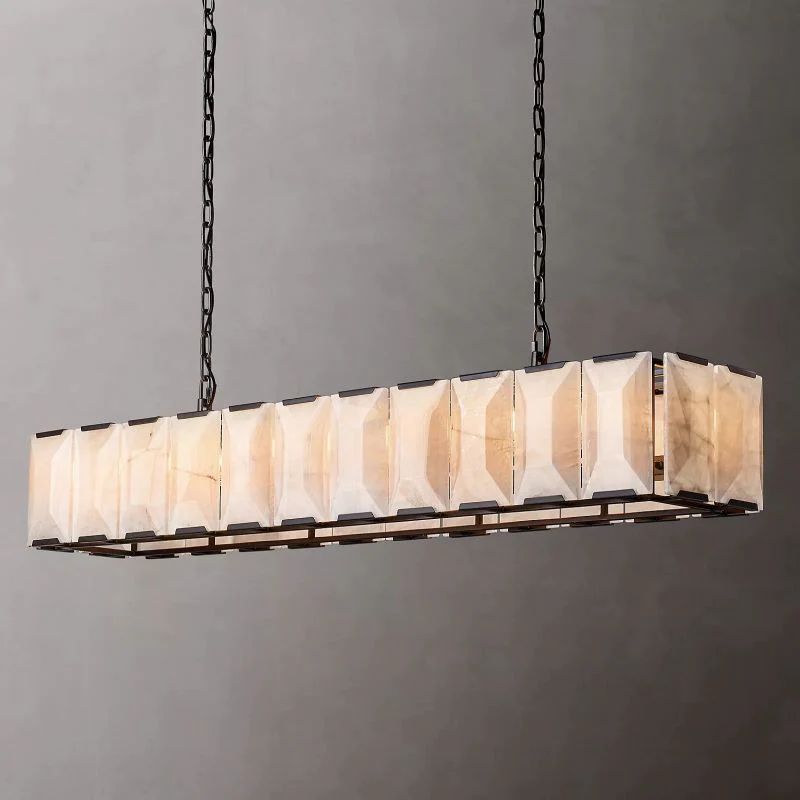 Pauno Alabaster Rectangular Dining Room Chandelier 74"