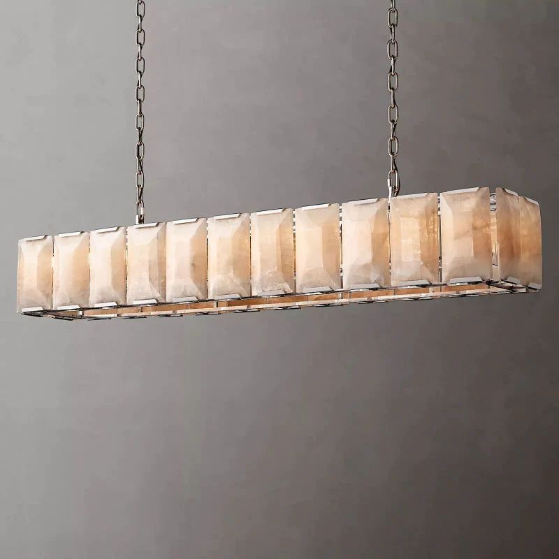 Pauno Alabaster Rectangular Dining Room Chandelier 74"