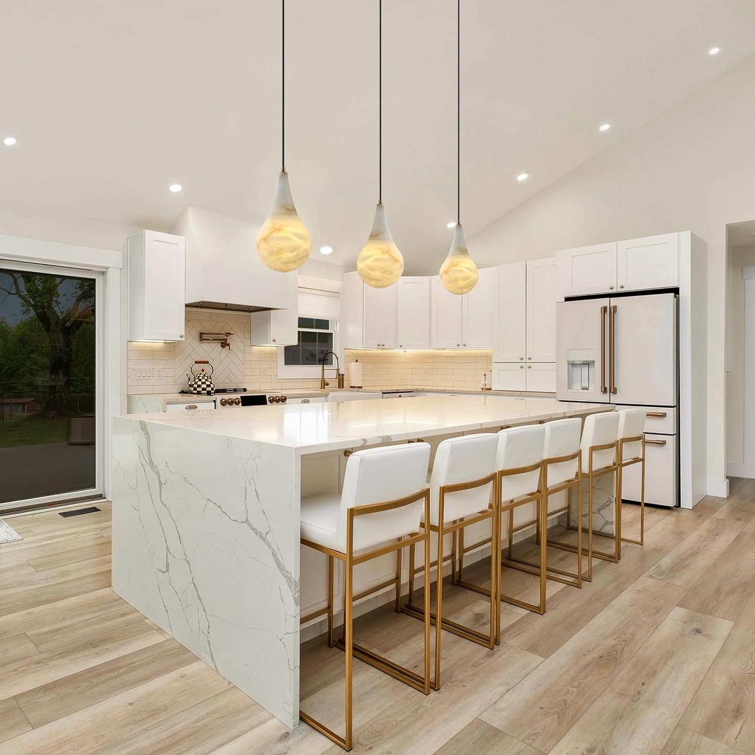 Raindrop Type Alabaster Marble Modern Pendant for All Scene