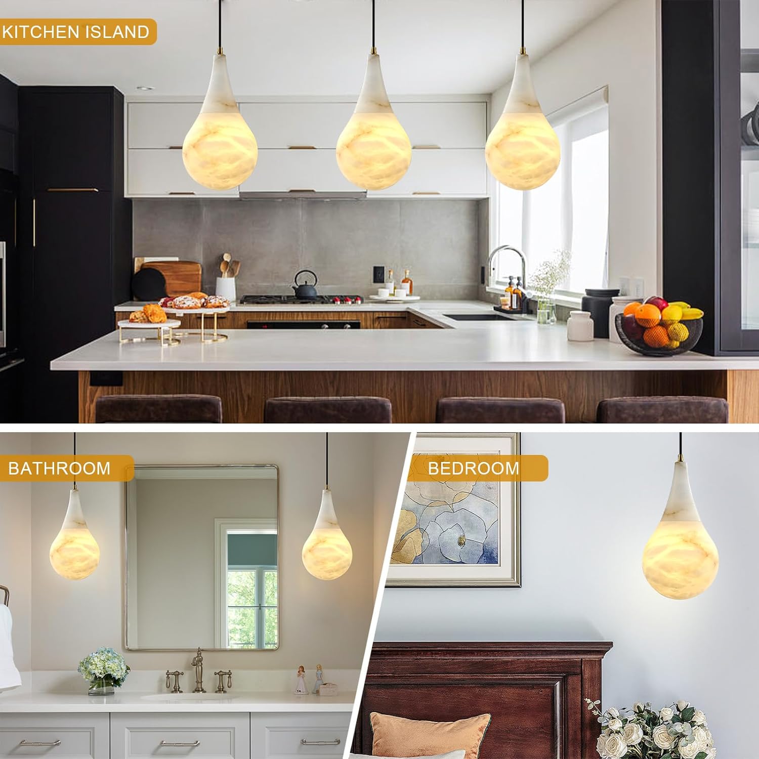 Raindrop Type Alabaster Marble Modern Pendant for All Scene