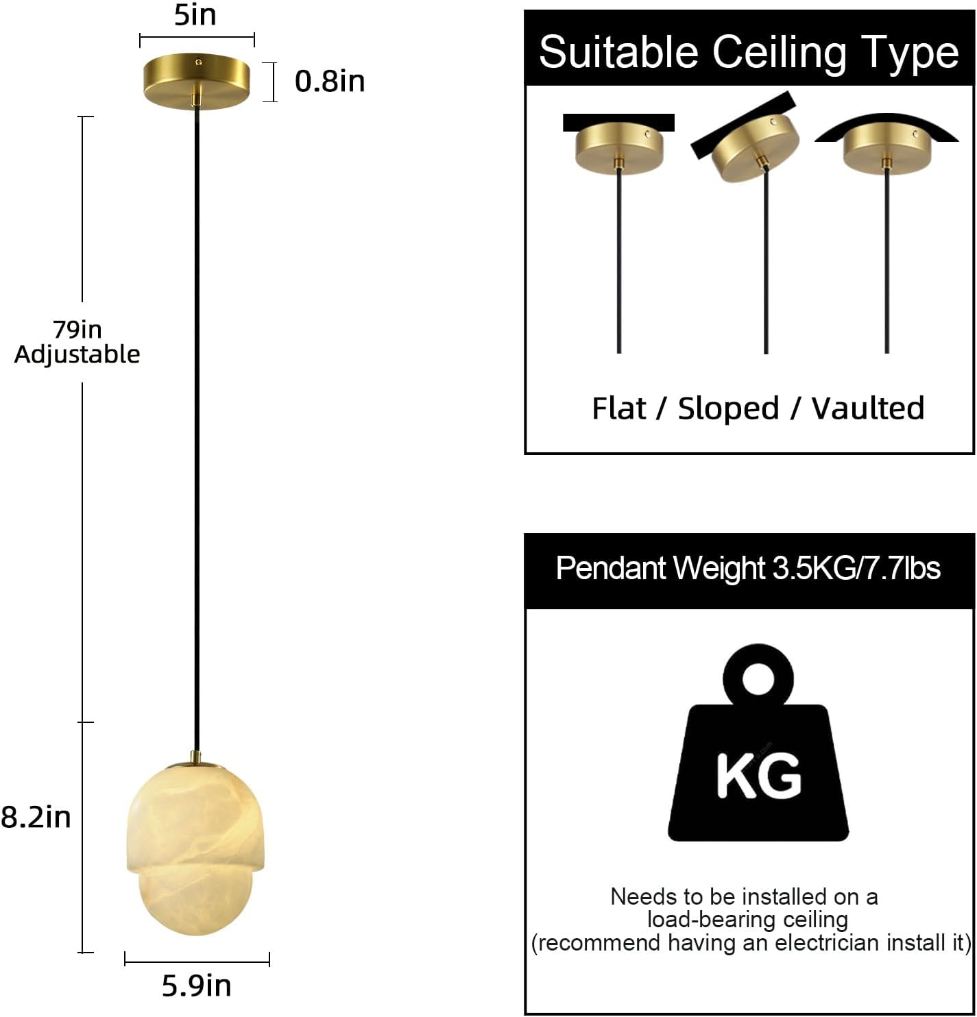 Raindrop Type Alabaster Marble Modern Pendant for All Scene