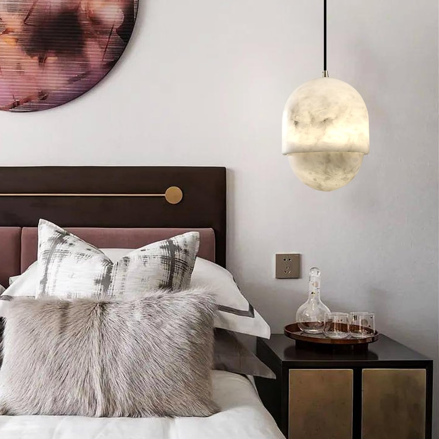 Raindrop Type Alabaster Marble Modern Pendant for All Scene