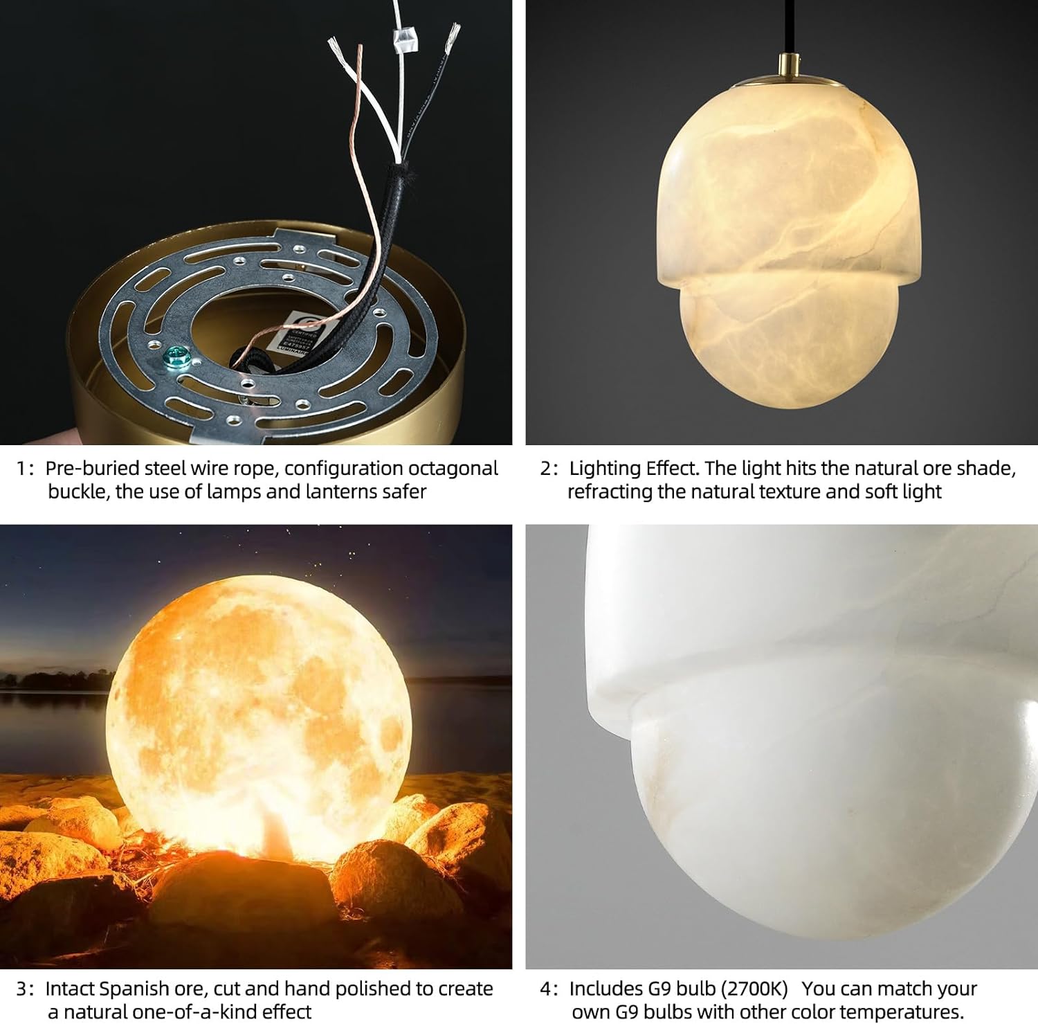 Raindrop Type Alabaster Marble Modern Pendant for All Scene