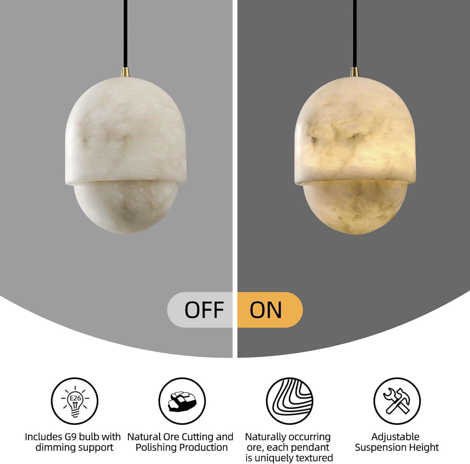 Raindrop Type Alabaster Marble Modern Pendant for All Scene