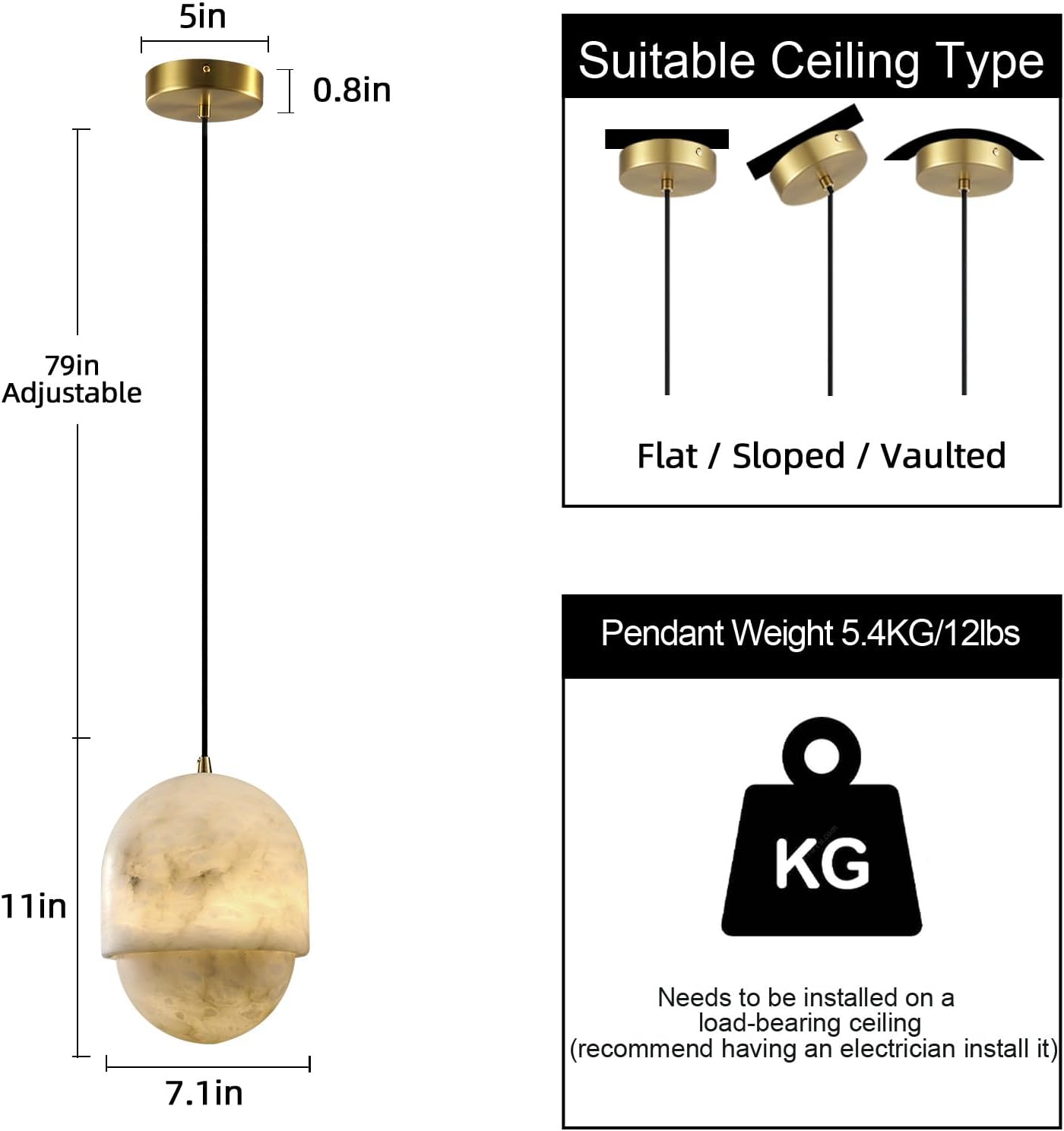 Raindrop Type Alabaster Marble Modern Pendant for All Scene