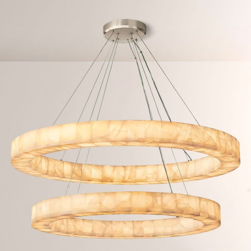 Rivelle 2-Tier Round Calcite Chandelier 60"
