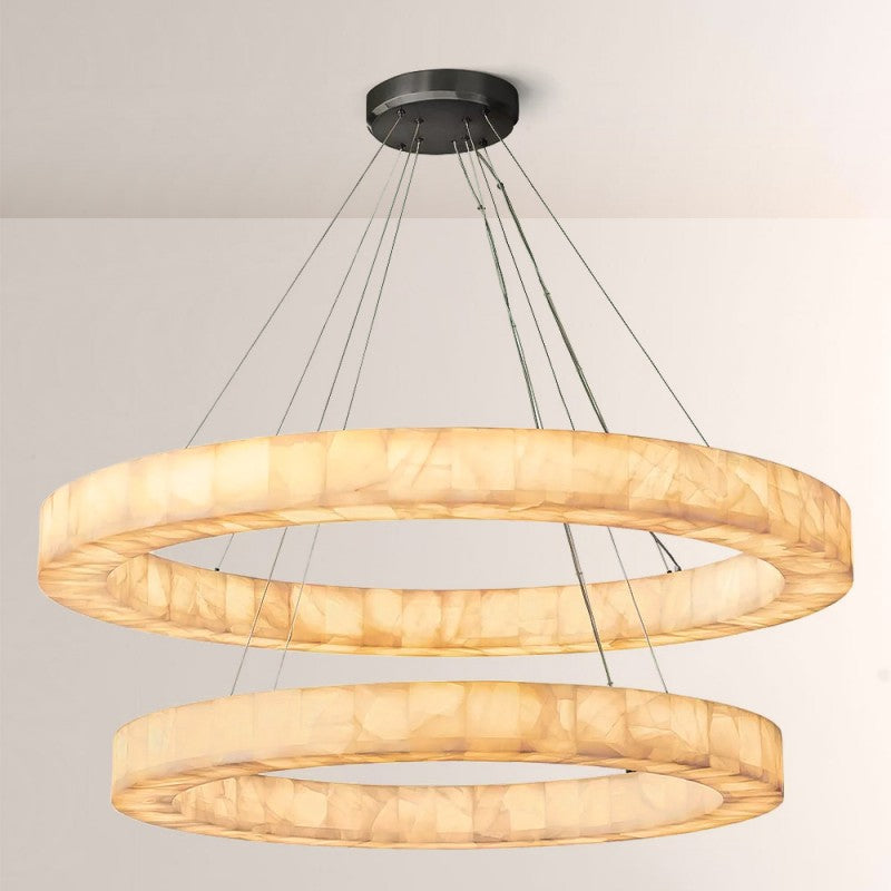 Rivelle 2-Tier Round Calcite Chandelier 60"