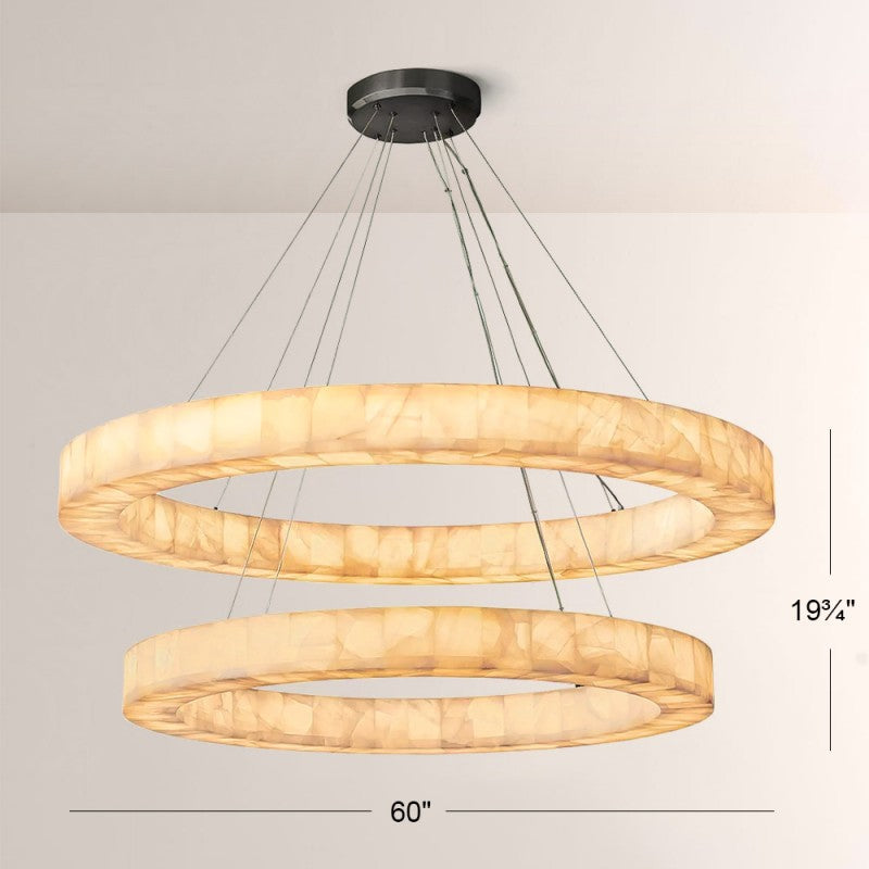 Rivelle 2-Tier Round Calcite Chandelier 60"