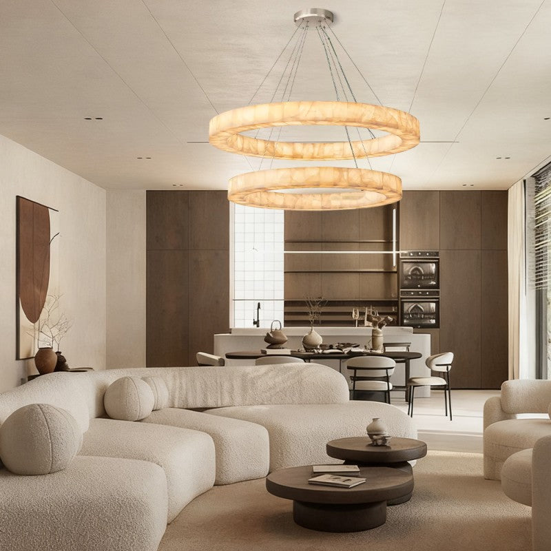 Rivelle 2-Tier Round Calcite Chandelier 60"