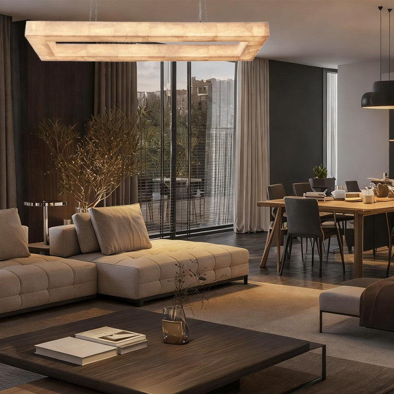 Rivelle Rectangular Calcite Chandelier 72"