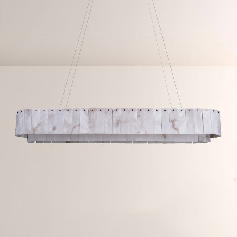 Modern Sawyer Alabaster Rectangular Chandelier 54"W