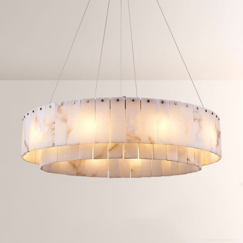 Modern Sawyer Alabaster Round Chandelier 32"D