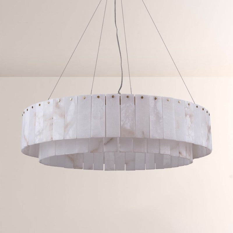 Modern Sawyer Alabaster Round Chandelier 32"D