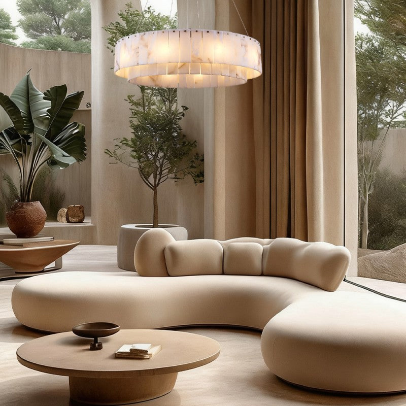 Modern Sawyer Alabaster Round Chandelier 32"D