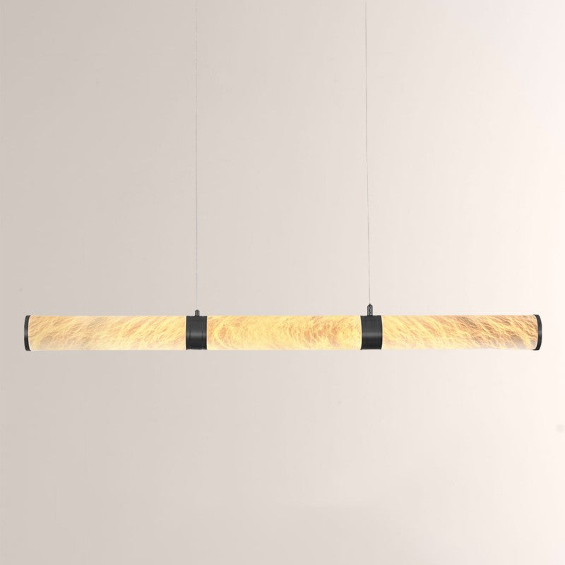 Modern Sylvia Alabaster Linear Chandelier 47"W